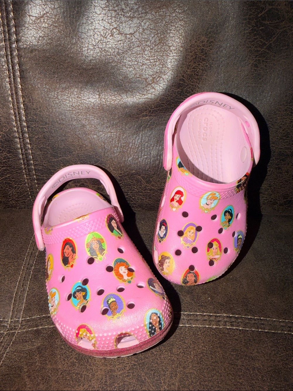 Disney × CROCS Pink Glitter Princess Slip-On Clogs